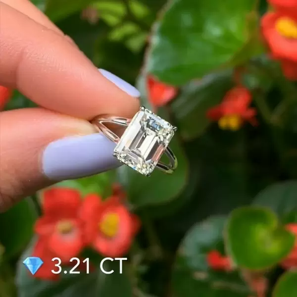 Handmade 3.21CT Split Shank Emerald Cut Engagement Ring