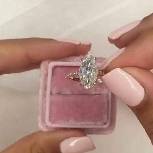 Handmade 2.5 CT Marquise Cut Ring in Rose Gold Tone