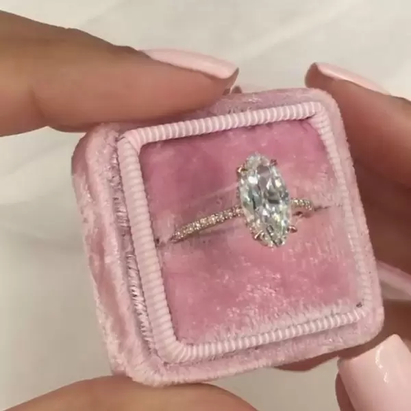 Handmade 2.5 CT Marquise Cut Ring in Rose Gold Tone