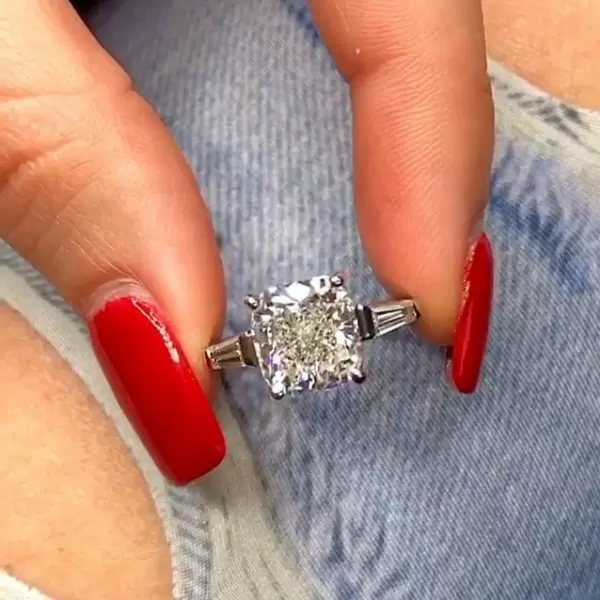 Handmade 1.5 CT Cushion Cut Sterling Silver Engagement Ring
