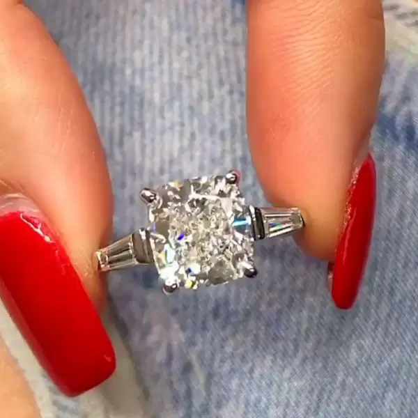 Handmade 1.5 CT Cushion Cut Sterling Silver Engagement Ring