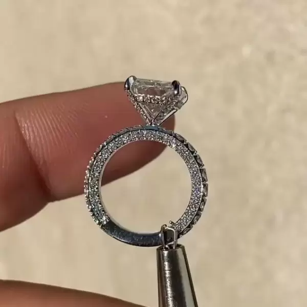 5ct Princess Cut White Sapphire Classic Engagement Ring