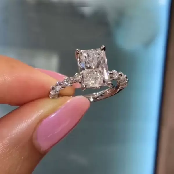 3ct Radiant Cut White Sapphire Engagement Ring