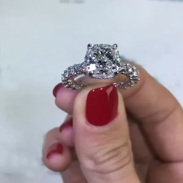 Classic Cushion Cut White Sapphire Engagement Ring