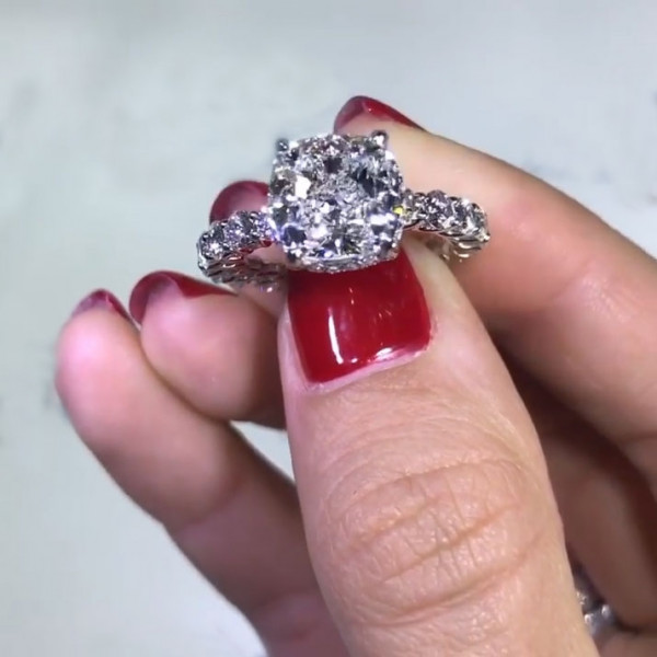 Classic Cushion Cut White Sapphire Engagement Ring