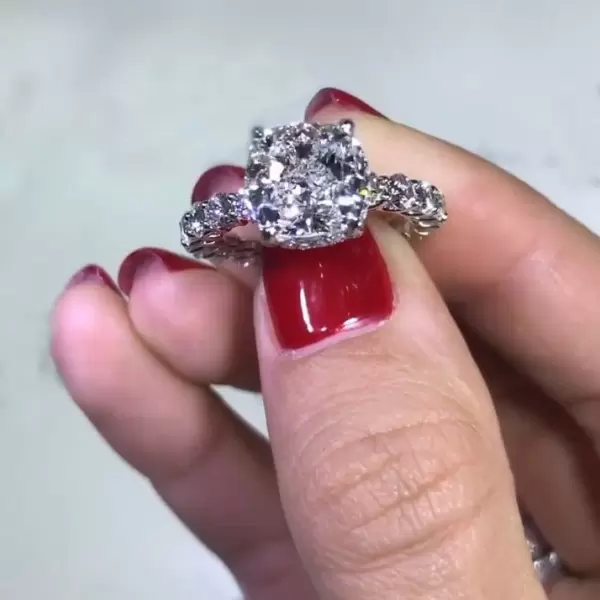 Classic Cushion Cut White Sapphire Engagement Ring