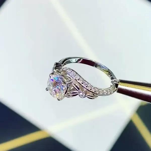 Bypass Shank Round Cut Engagement Ring