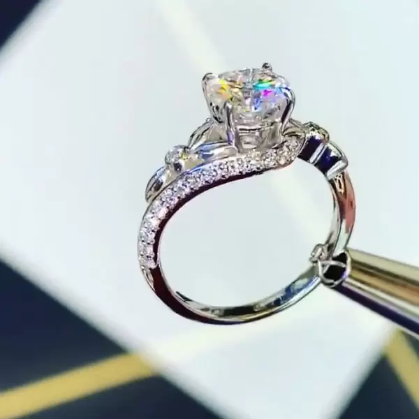 Bypass Shank Round Cut Engagement Ring