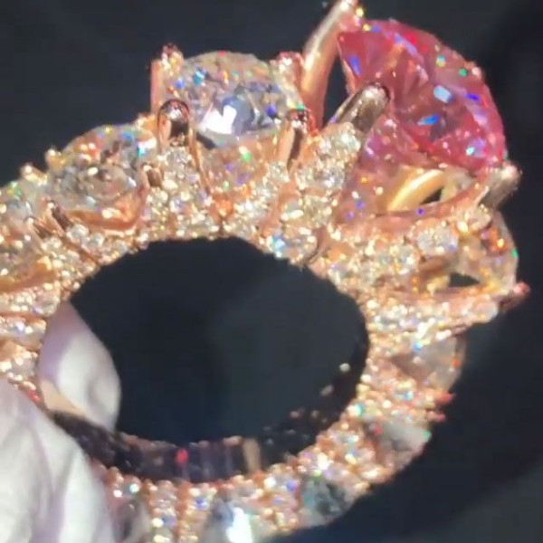 5ct Round Cut Fancy Pink Sapphire Ring for Women