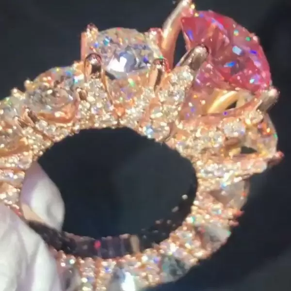 5ct Round Cut Fancy Pink Sapphire Ring for Women