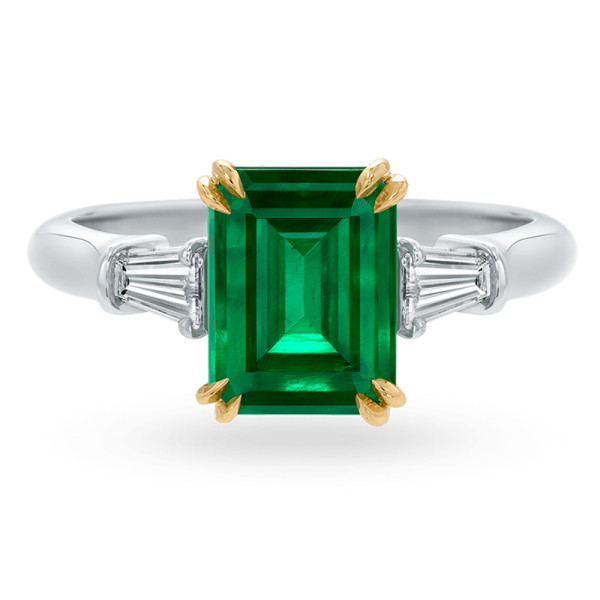 5ct Classic Three-stone Emerald-Cut Emerald Ring