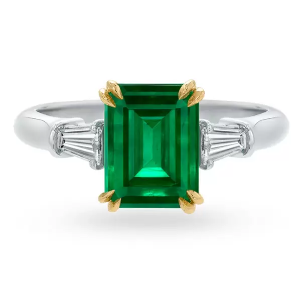 5ct Classic Three-stone Emerald-Cut Emerald Ring