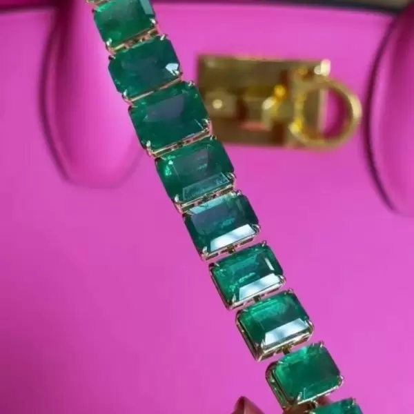 48ctw Gradient Size Emerald Statement Bracelet