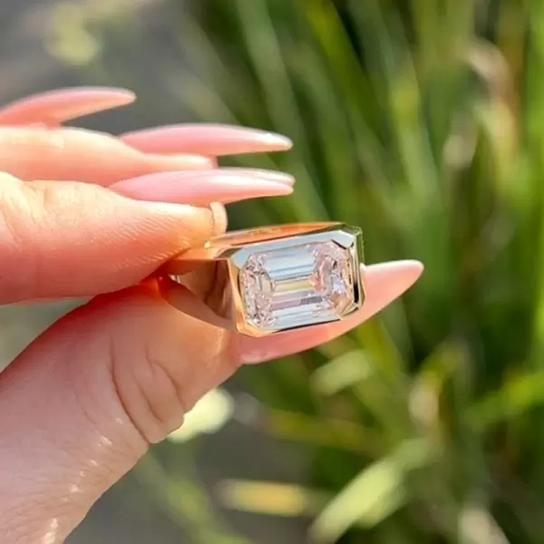 4ct East-west Emerald Cut White Sapphire Men's Ring