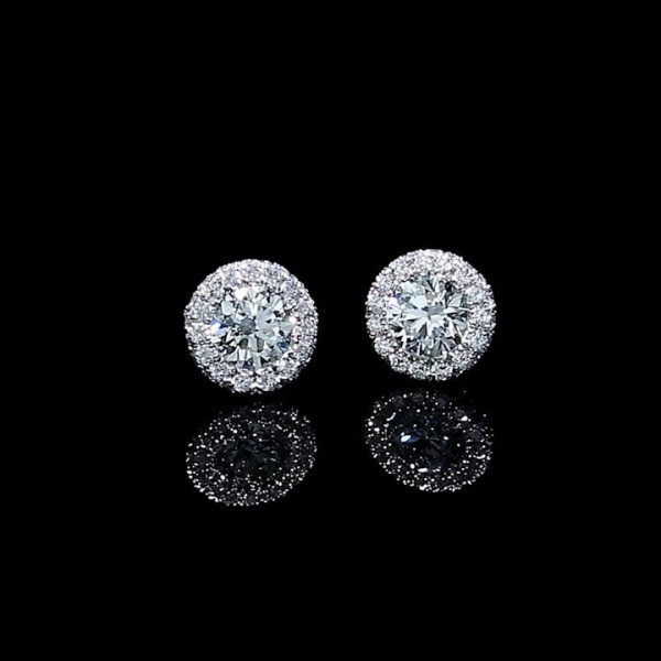 2.5ct Round Cut White Sapphire Halo Stud Earrings