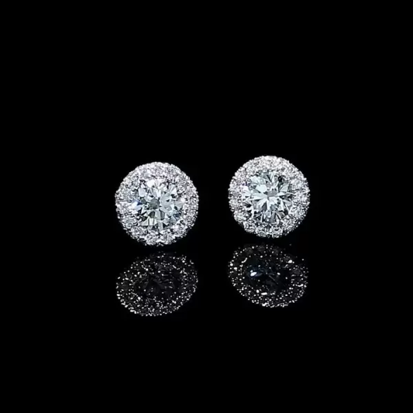 2.5ct Round Cut White Sapphire Halo Stud Earrings