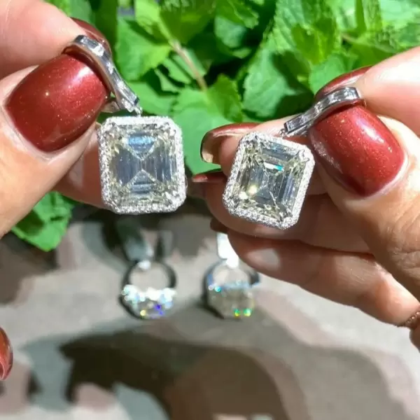 Handmade 5 Ct Emerald Cut 925 Silver Dangle Earrings