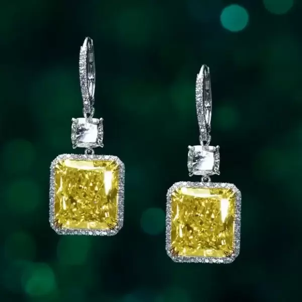 7ctw Radiant Cut Yellow Sapphire Drop Earrings