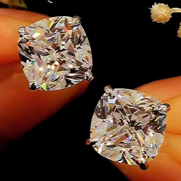 2 ct Cushion Cut  Stud Earrings in Sterling Silver