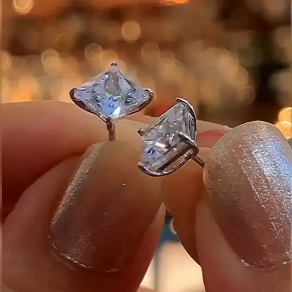 Princess cut white cheap sapphire earrings
