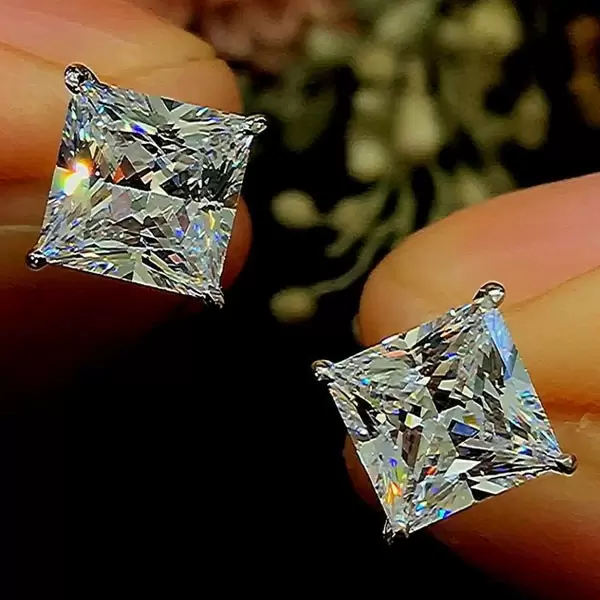 11ctw Princess Cut White Sapphire Stud Earrings