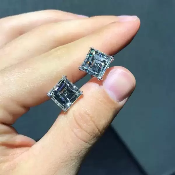 Handmade 2 Ct Asscher Cut Stud Earrings