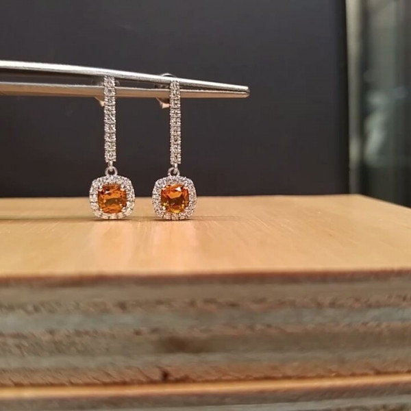 Handmade 1.25 Ct Cushion Cut 925 Silver Dangle Earrings
