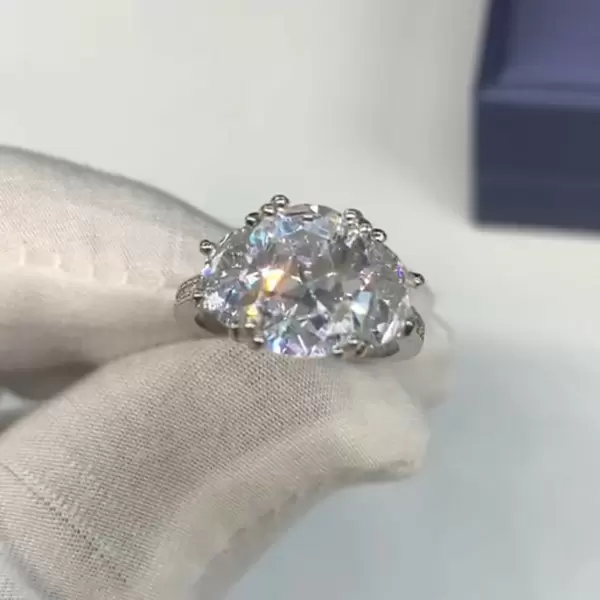 4ct Three-stone Oval Cut White Sapphire Engagement Ring