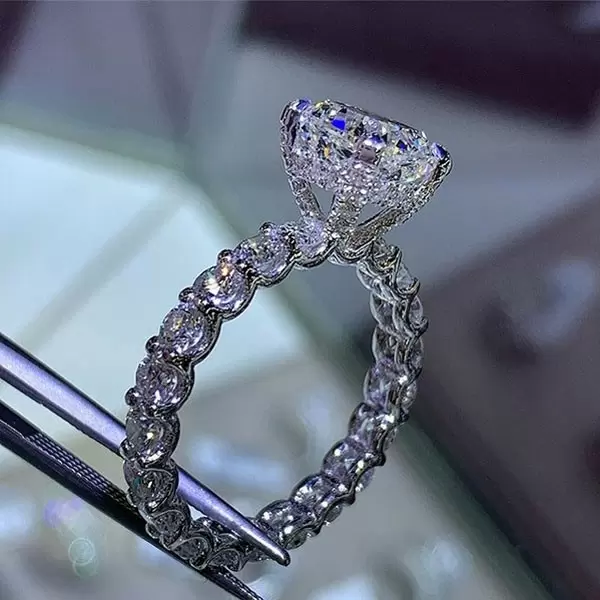 1.5ct Cushion Cut White Sapphire Engagement Ring