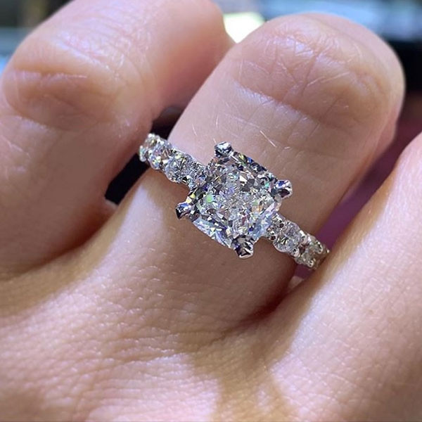 1.5ct Cushion Cut White Sapphire Engagement Ring