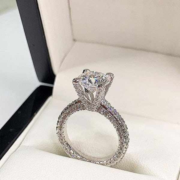 5ct Round Cut White Sapphire Engagement Ring