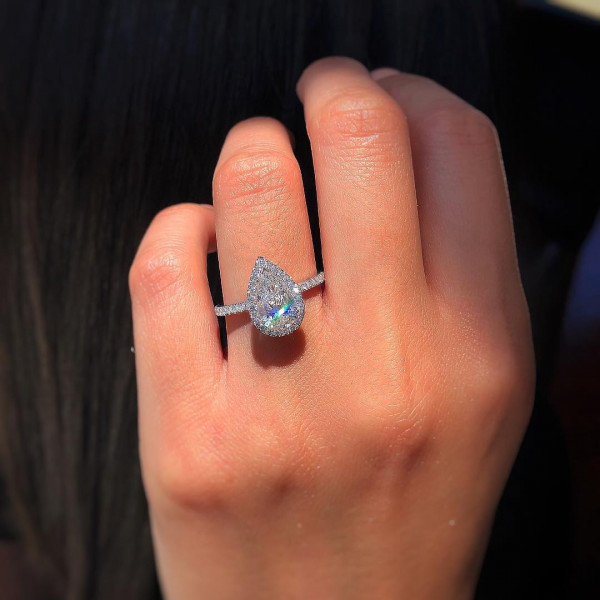 3ct Pear Cut White Sapphire Engagement Ring