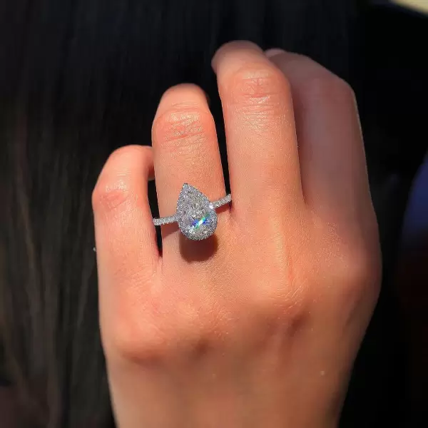 3ct Pear Cut White Sapphire Engagement Ring