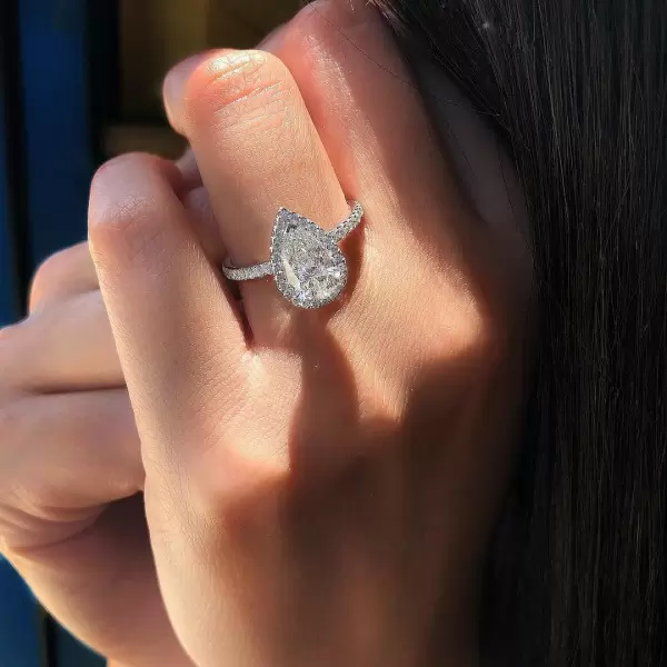 3ct Pear Cut White Sapphire Engagement Ring