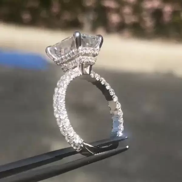 Handmade 5 Ct Radiant Cut Double Under Halo Sterling Silver Ring