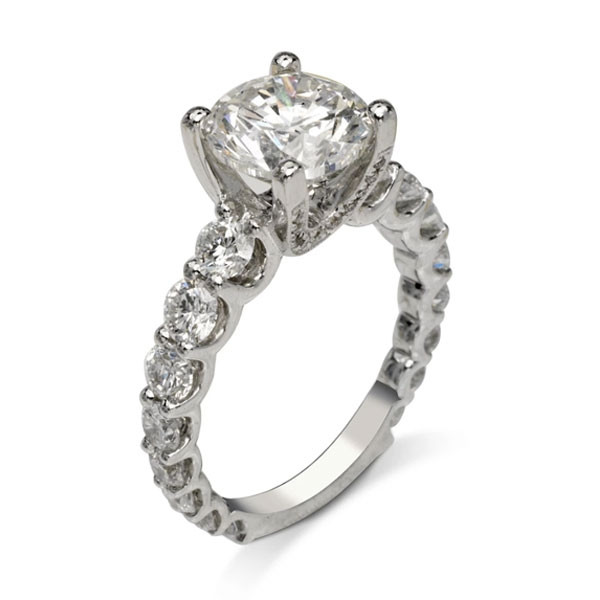 Handmade 3 Ct Round Cut U Prong Sterling Silver Ring