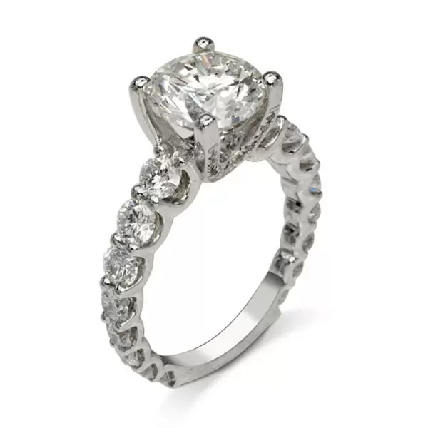 Handmade 3 Ct Round Cut U Prong Sterling Silver Ring