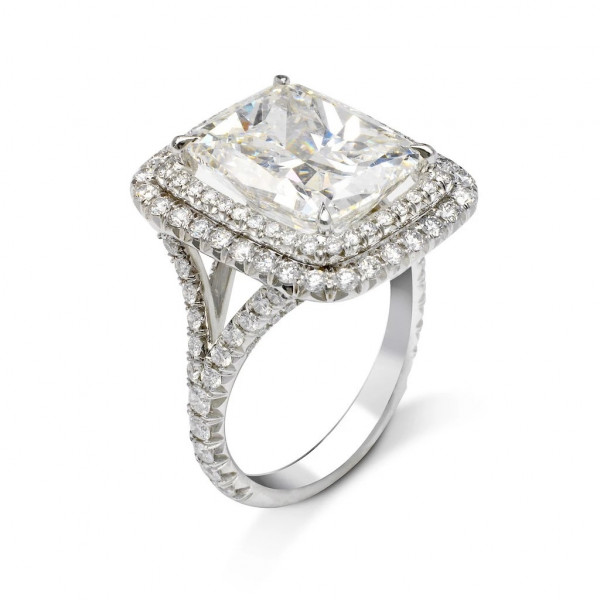Handmade 5.0 CT Cushion Cut Double Halo Engagement Ring in Sterling Silver