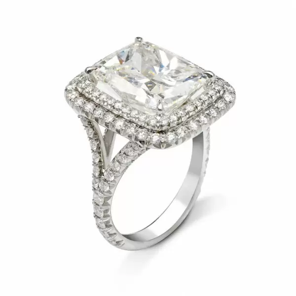 Handmade 5.0 CT Cushion Cut Double Halo Engagement Ring in Sterling Silver