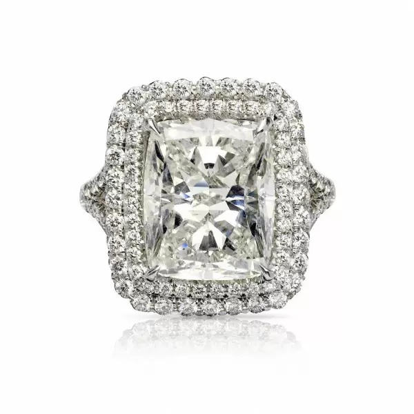 Handmade 5.0 CT Cushion Cut Double Halo Engagement Ring in Sterling Silver