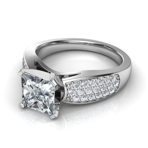 Handmade 2.0CT Princess Cut With Sidestones Engagement Ring