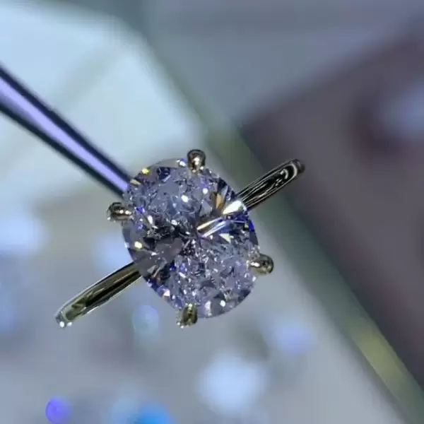 2.5ct Oval Cut White Sapphire Engagement Ring in Gold