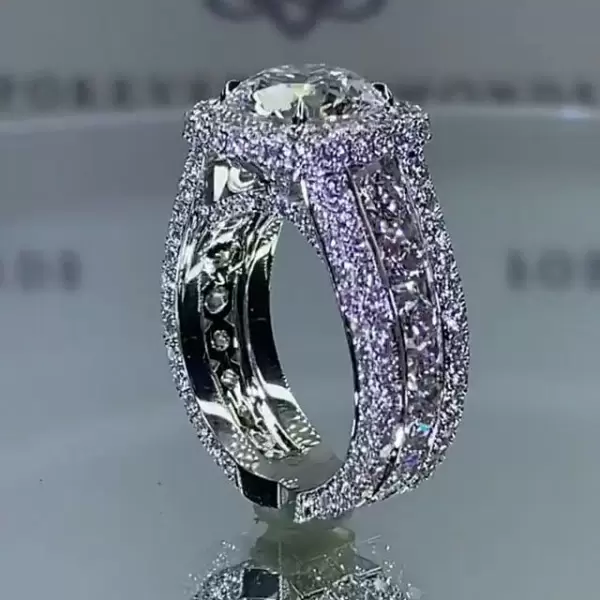 Handmade Halo Design 2.0 CT Round Cut Engagement Ring