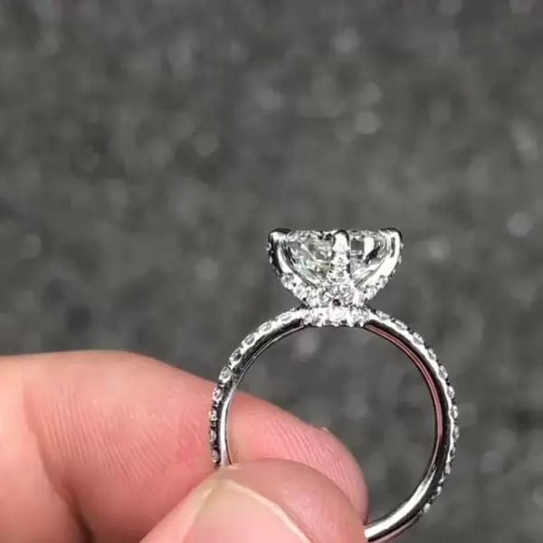 Handmade 2.0 CT Cushion Cut Sterling Silver Engagement Ring
