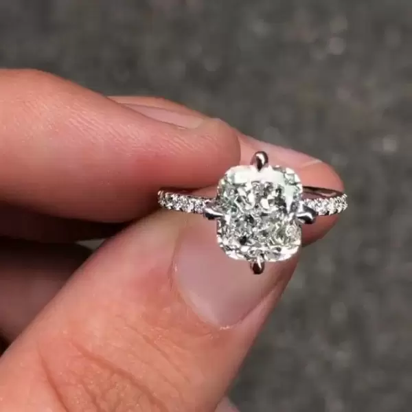 Handmade 2.0 CT Cushion Cut Sterling Silver Engagement Ring