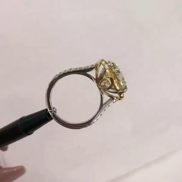 Two Tone 4.0 CT Round Cut Sterling Silver Engagement Ring