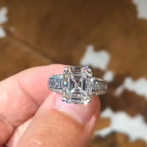 4ct Emerald Cut White Sapphire Engagement Ring