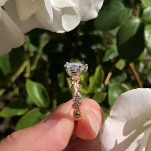 Two Tone 2.0 Ct Pear Cut Filigree Sterling Silver Engagement Ring
