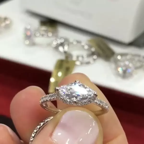 Handmade 1.3 Ct Marquise Cut Sterling Silver Engagement Ring