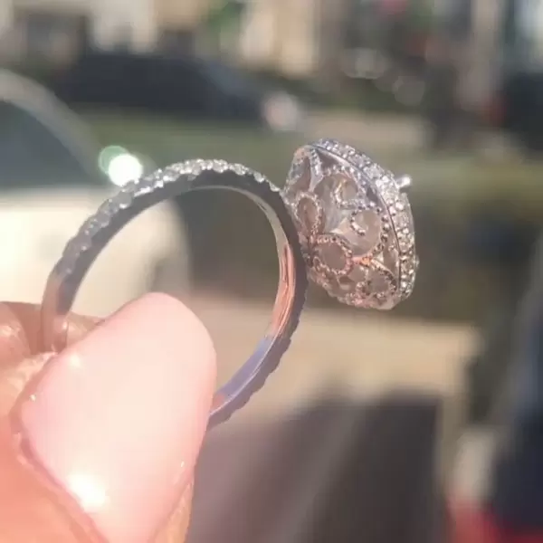 Handmade Basket 1.5 CT Cushion Cut Engagement Ring